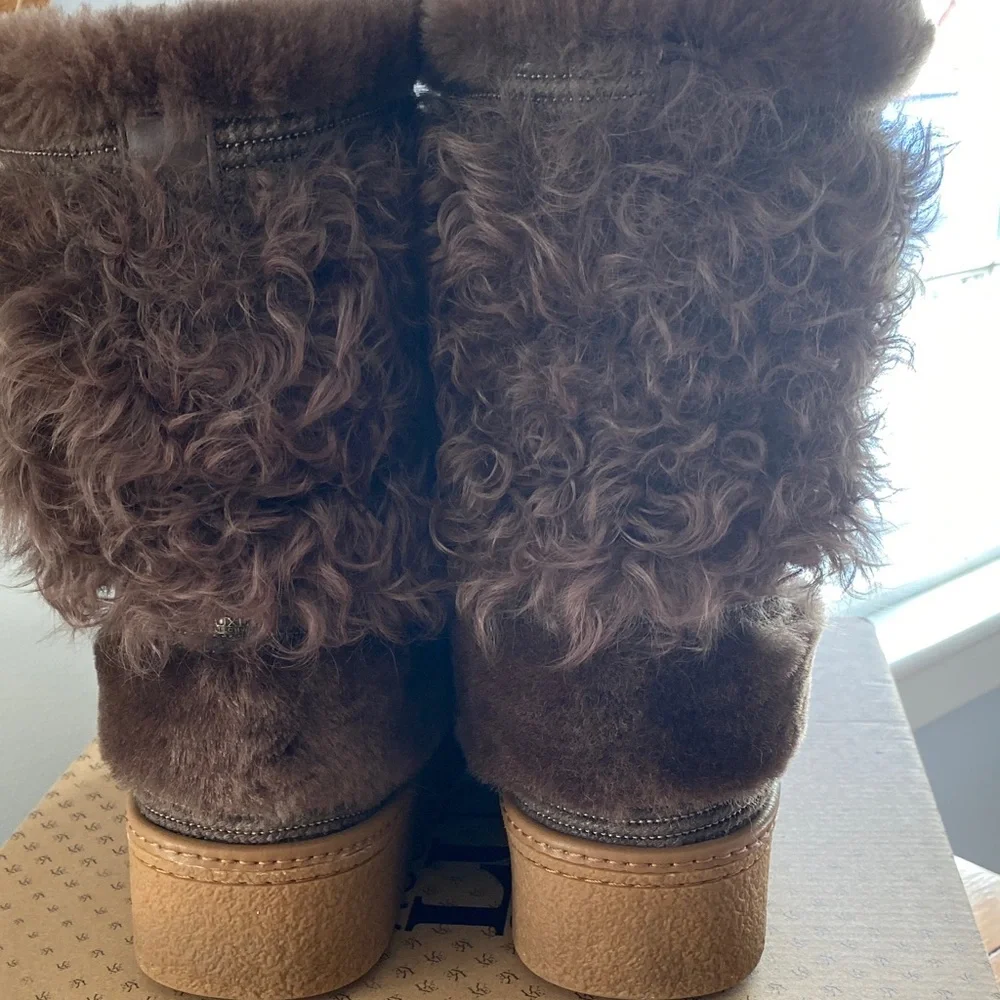 Australia Luxe Collective Dark Brown Faux Fur Platform Kids Boots